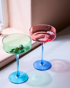KIP & Co. Blue Robin Margarita Glass 2P