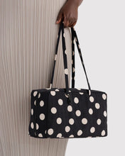 Load image into Gallery viewer, Baggu Medium Nylon Bowler Bag - Black and Cream Polka Dot