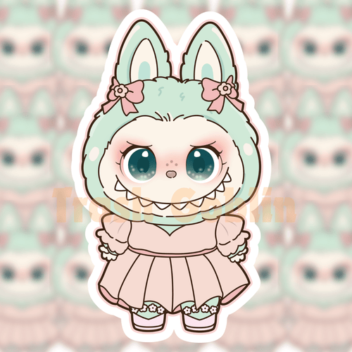 Pink Pastel Dress Labubu Vinyl Sticker