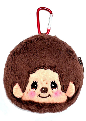 Monchhichi-Kun Face Plush Carabiner Coin Pouch