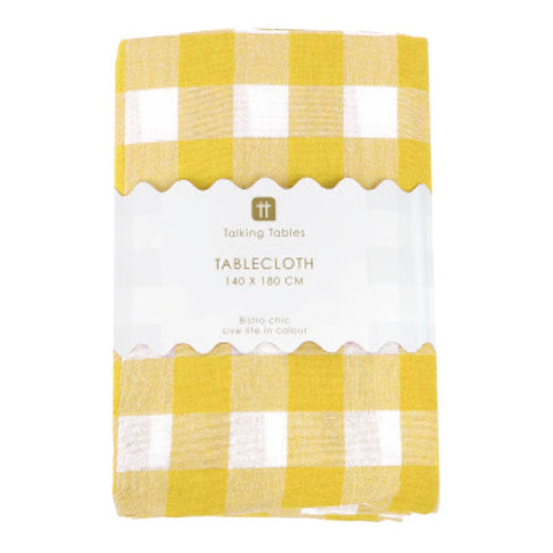 Fabric Gingham Tablecloth Yellow & White