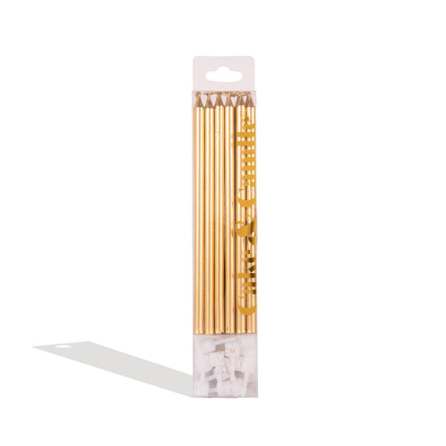 Tall Cake Candles Gold (12cm)