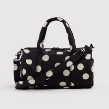 Load image into Gallery viewer, Baggu Nylon Duffle Bag - Black and Cream Polka Dot