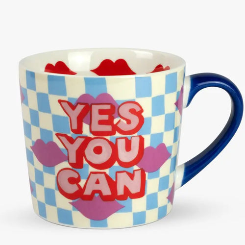 Yes You Can Checkerboard Lips Mug