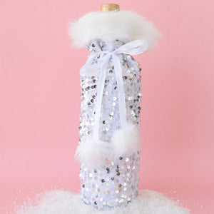 Holiday Sequin Wine Bag - Silver