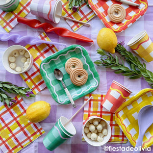 Orange and Yellow Gingham Napkins (Pack 20)