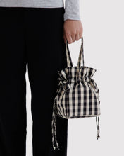 Load image into Gallery viewer, Baggu Nylon Drawstring Bag Black &amp; Cream Gingham
