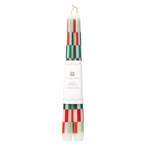 Red & Green Check Dinner Candles (Set 2)