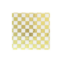 Load image into Gallery viewer, Checkered Gold + White Napkins Small (Pack 16)
