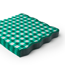 Load image into Gallery viewer, ELEGANT EMERALD GREEN GINGHAM DINNER NAPKINS