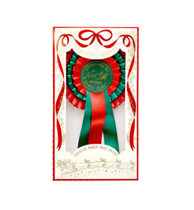 Nice List Member Christmas Rosette Badge Red/Green