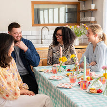 Load image into Gallery viewer, Fabric Gingham Tablecloth Mint Green &amp; White