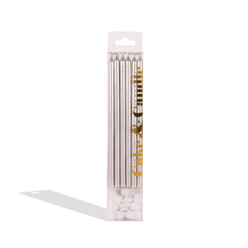Tall Cake Candles Silver (12cm)