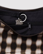 Load image into Gallery viewer, Baggu Medium Nylon Crescent Bag Blurred Gingham Brown