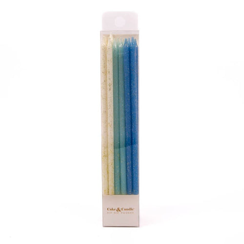 Blue Glitter Cake Candles (15cm)