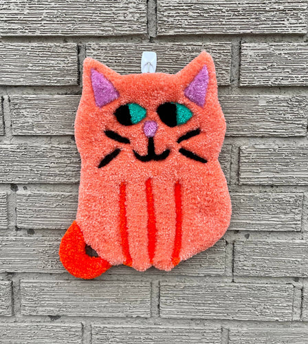Cat Tufted Wall Hanging: Orange