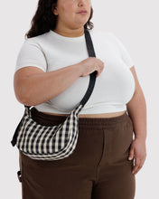 Load image into Gallery viewer, Baggu - Small Nylon Crescent Bag Black &amp; Cream Gingham
