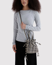 Load image into Gallery viewer, Baggu Nylon Drawstring Bag Black &amp; Cream Gingham