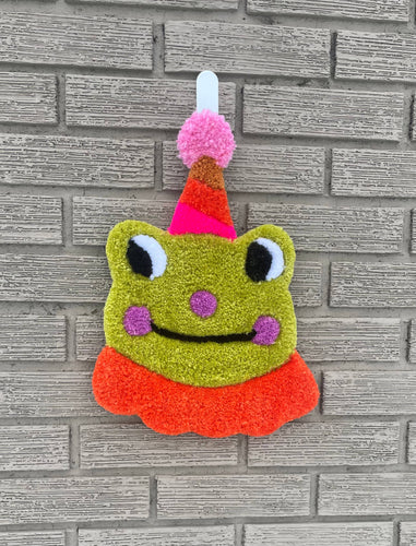 Clown Frog, Tufted Rug Wall Hanging: Lime