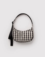 Load image into Gallery viewer, Baggu - Small Nylon Crescent Bag Black &amp; Cream Gingham