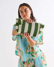 Load image into Gallery viewer, KIP &amp; Co. Moss Stripe Velvet Toiletry Bag