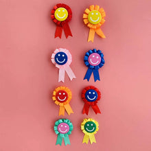 Load image into Gallery viewer, Smiley Face Ribbon Badges (Pack 8)