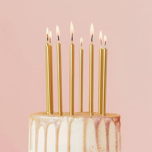 Tall Cake Candles Gold (12cm)