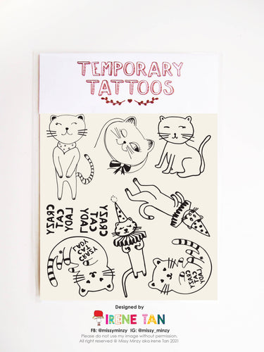 Crazy Cat Lady Temporary Tattoos