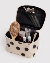 Load image into Gallery viewer, Baggu Large Cosmetic Case Cream &amp; Black Polka Dot