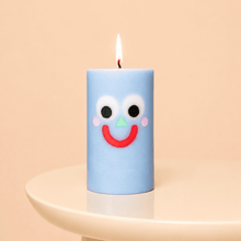 Load image into Gallery viewer, Moodz™ -  Happy Pillar Face Candle, Blue