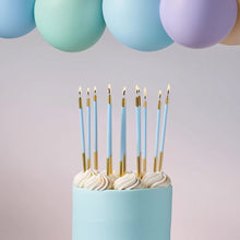 Load image into Gallery viewer, Gold Double Dipped Candles / Blue (Pk 12)