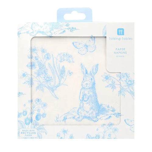 Playful Pierre Blue & White Paper Napkins (20 Pack)