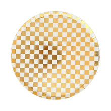 Load image into Gallery viewer, Checkered Gold + White Plates Large (Pack 8)