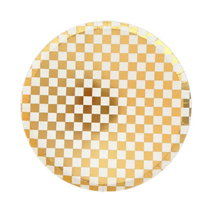 Checkered Gold + White Plates Large (Pack 8)