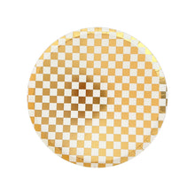 Load image into Gallery viewer, Checkered Gold + White Plates Small (Pack 8)