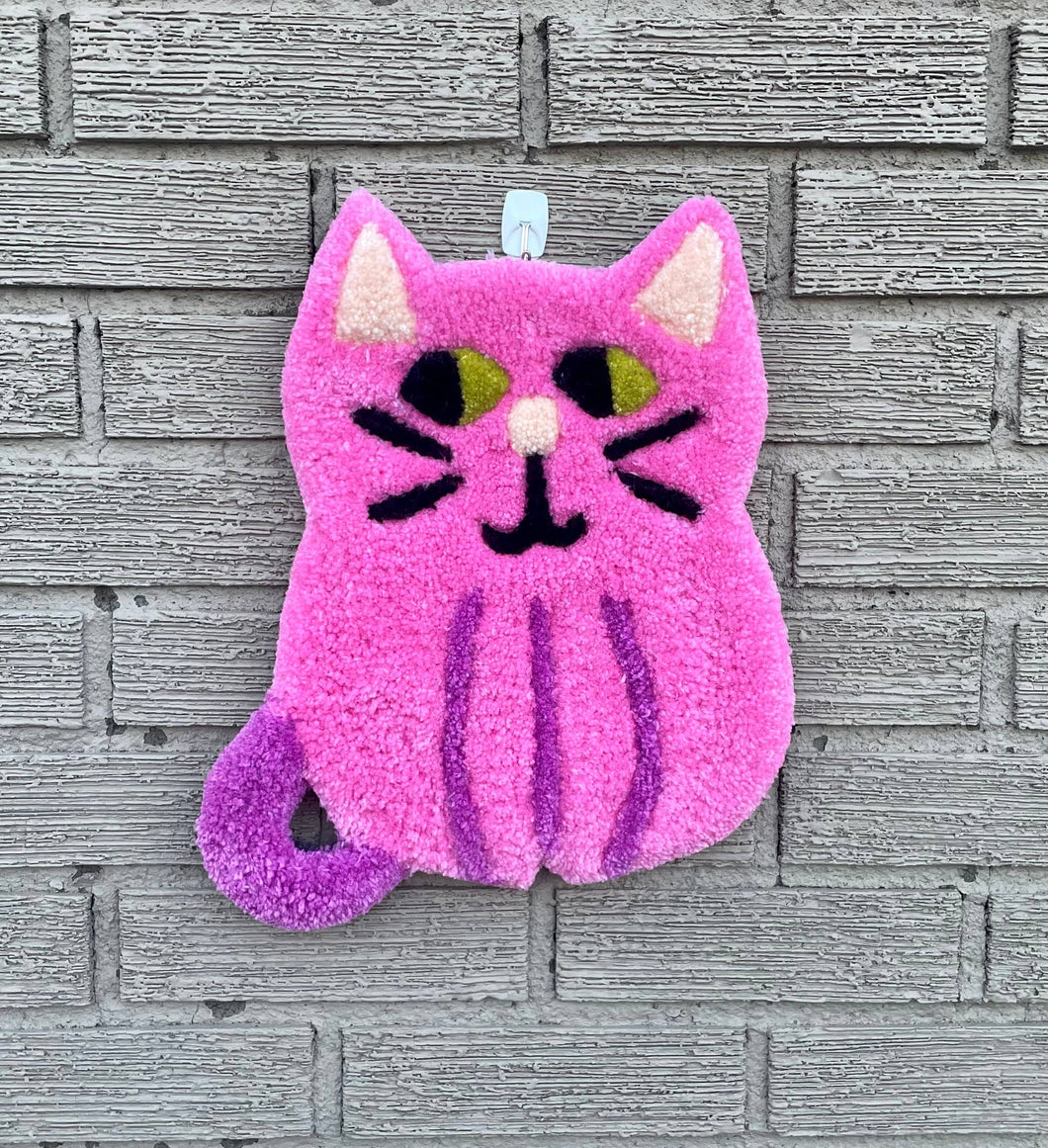 Cat Tufted Wall Hanging: Pink