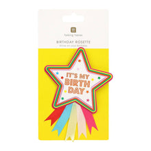 Load image into Gallery viewer, Birthday Brights Multi Coloured Birthday Star Rosette Badge