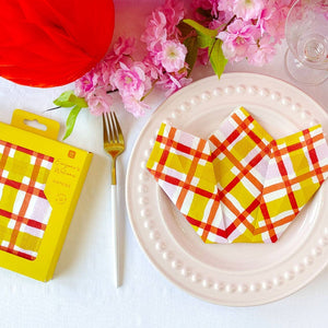 Orange and Yellow Gingham Napkins (Pack 20)