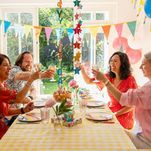 Load image into Gallery viewer, Fabric Gingham Tablecloth Yellow &amp; White