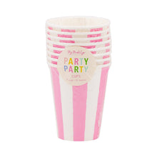 Load image into Gallery viewer, Fuchsia Stripe Party Cups (Pack 8)