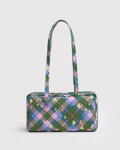 Baggu Nylon Bowler Bag Green Plaid