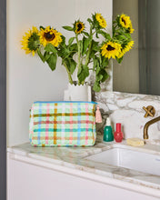 Load image into Gallery viewer, KIP &amp; Co. Candy Check Mint Quilted Cotton Toiletry Purse