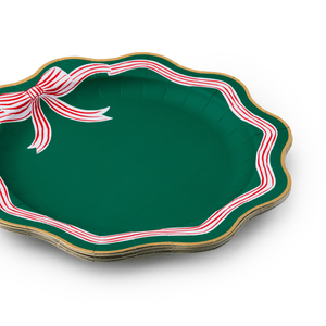 ELEGANT GREEN PEPPERMINT BOW DINNER PLATES