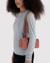 Load image into Gallery viewer, Baggu Small Nylon Bowler Bag Tan Houndstooth
