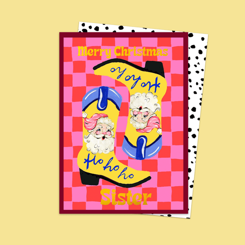 Merry Christmas Sister Cowboy Boots Card