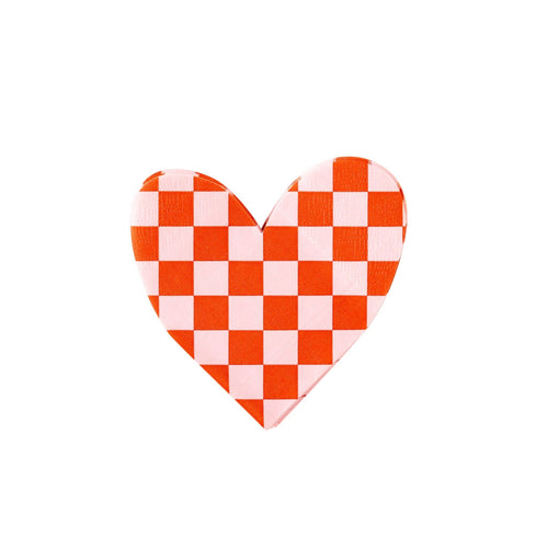 Checkered Heart Paper Napkins (Pack 24)