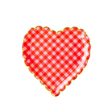 Load image into Gallery viewer, Checkered Heart Shaped Paper Plate (Pack 8)