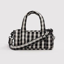 Load image into Gallery viewer, Baggu Small Nylon Duffle Bag Black and Cream Gingham
