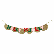 Load image into Gallery viewer, Holly Jolly Gold Fringe Banner - Reusable Festive Garland