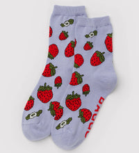Load image into Gallery viewer, Baggu Crew Sock Strawberry Blossom